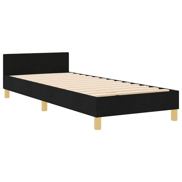 Schwarzes Stoff-Bettgestell 80x200 cm mit Kopfteil