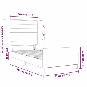 Dunkelbraunes Stoff-Bettgestell 80x200 cm