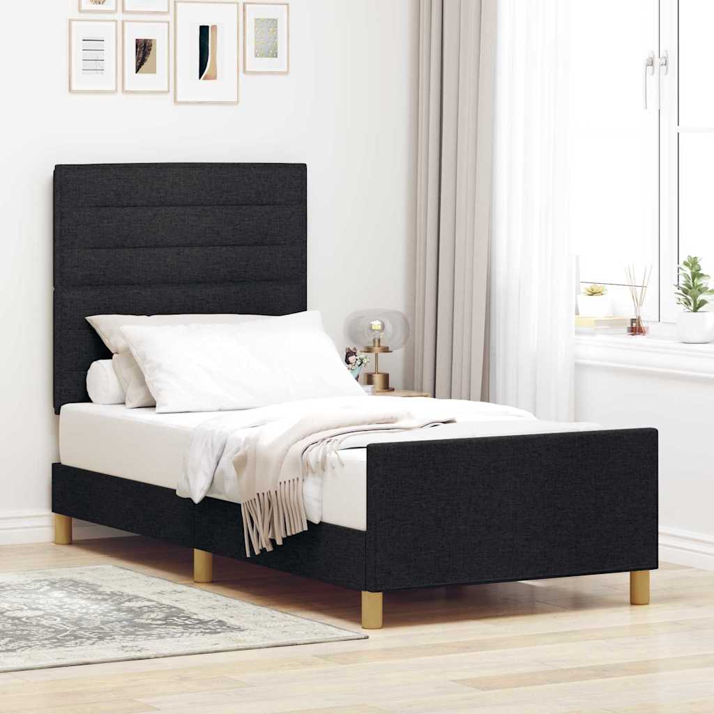 Bettgestell Schwarz Stoff 90x190 cm