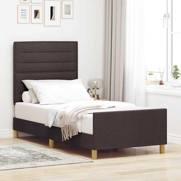 Dunkelbraunes Stoff-Bettgestell 90x190 cm