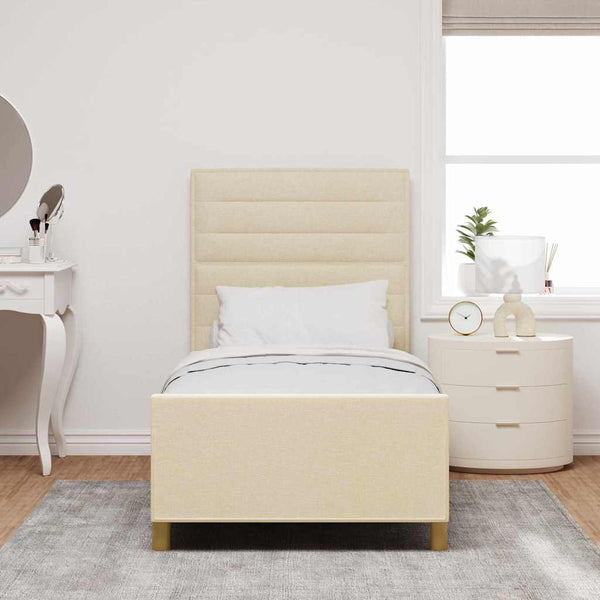 Bettgestell Creme Stoff 90x190 cm
