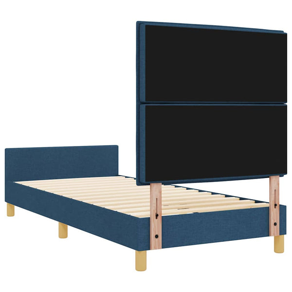 Blaues Stoff-Bettgestell mit Kopfteil 90x190 cm