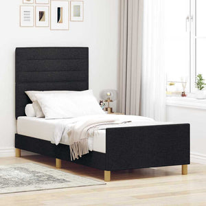 Schwarzes Bettgestell mit Kopfteil 90x200 cm
