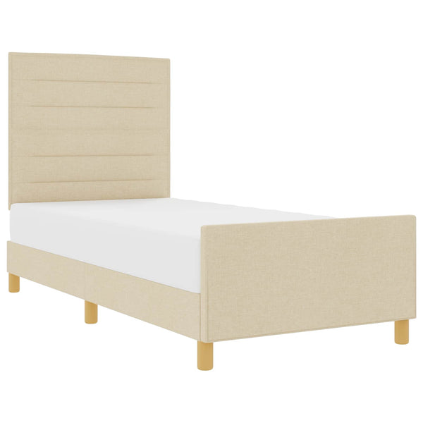 Creme Bettgestell 90x200 cm mit Kopfteil