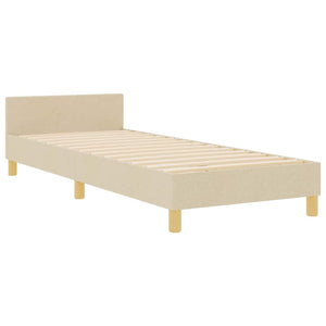 Creme Bettgestell 90x200 cm mit Kopfteil