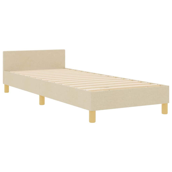 Creme Bettgestell 90x200 cm mit Kopfteil