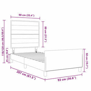Creme Bettgestell 90x200 cm mit Kopfteil