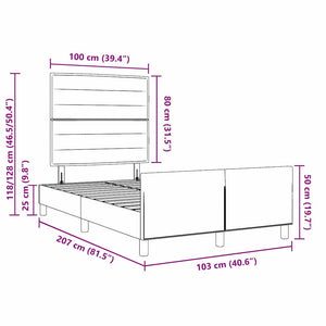 Bettgestell Hellgrau Stoff 100x200 cm