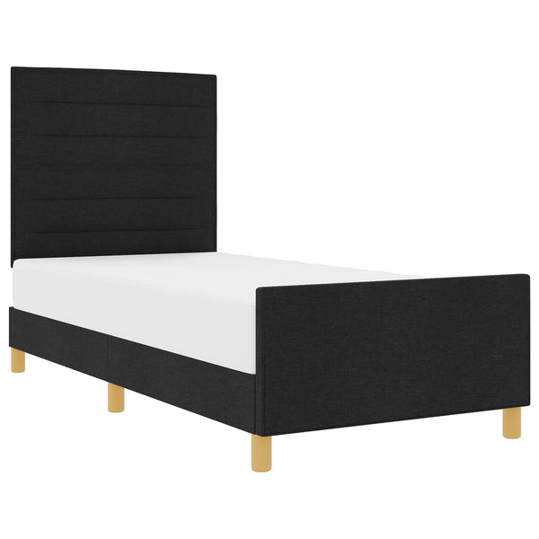 Schwarzes Stoff-Bettgestell 100x200 cm mit Kopfteil