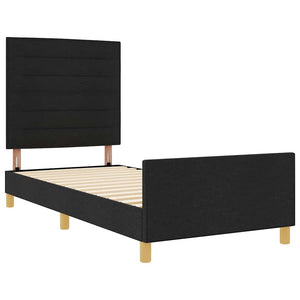 Schwarzes Stoff-Bettgestell 100x200 cm mit Kopfteil