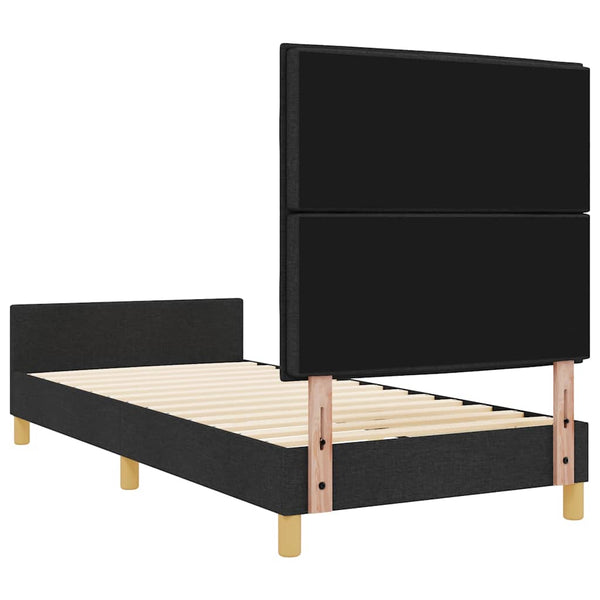 Schwarzes Stoff-Bettgestell 100x200 cm mit Kopfteil