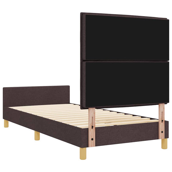 Dunkelbraunes Bettgestell 100x200 cm mit Stoff-Kopfteil