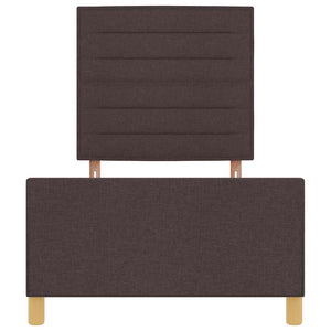 Dunkelbraunes Bettgestell 100x200 cm mit Stoff-Kopfteil
