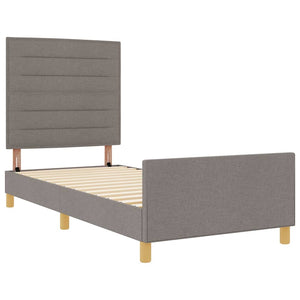 Bettgestell Taupe 100x200 cm mit Kopfteil
