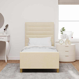 Bettgestell Creme 100x200 cm mit Kopfteil