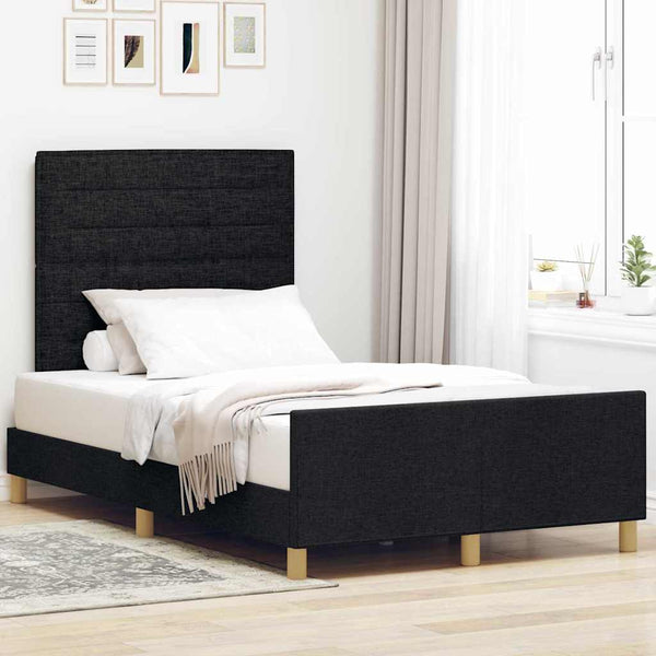 Bettgestell Schwarz 120x190 cm mit Kopfteil