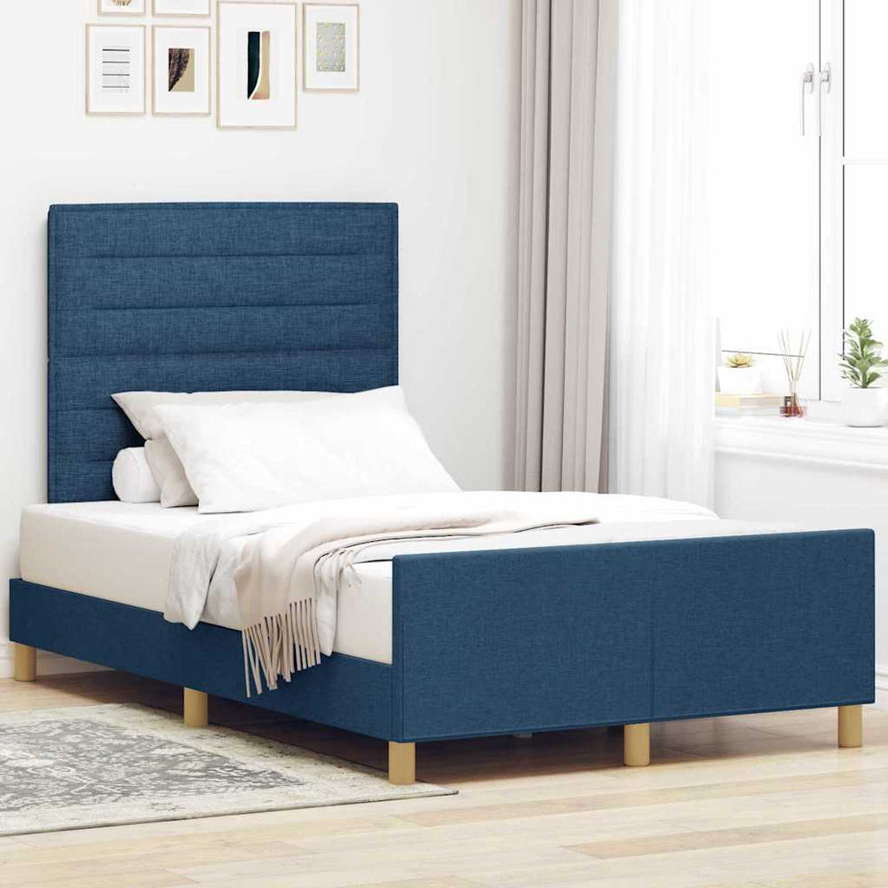 Blaues Bettgestell mit Kopfteil 120x190 cm