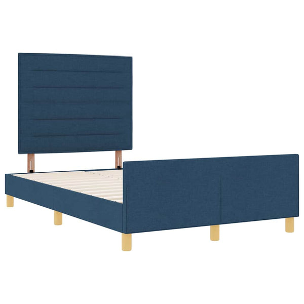 Blaues Bettgestell mit Kopfteil 120x190 cm