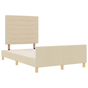 Bettgestell Creme 120x200 cm mit Kopfteil