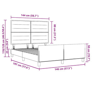 Bettgestell Hellgrau 140x190 cm mit Kopfteil