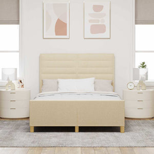 vidaXL Cadre de lit avec tête de lit crème 140 x 190 cm Tissu
