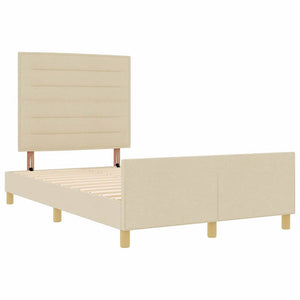 vidaXL Cadre de lit avec tête de lit crème 140 x 190 cm Tissu