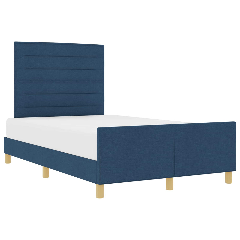 vidaXL Bed Frame with Headboard Blue 140 x 190 cm Fabric