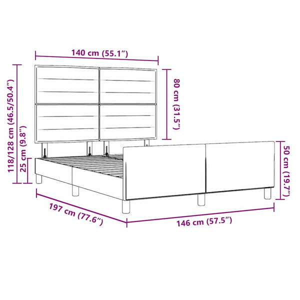 Bettgestell Blau 140x190 cm Stoffbezug