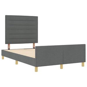 vidaXL Cadre de lit avec tête de lit Gris foncé 140 x 200 cm Tissu
