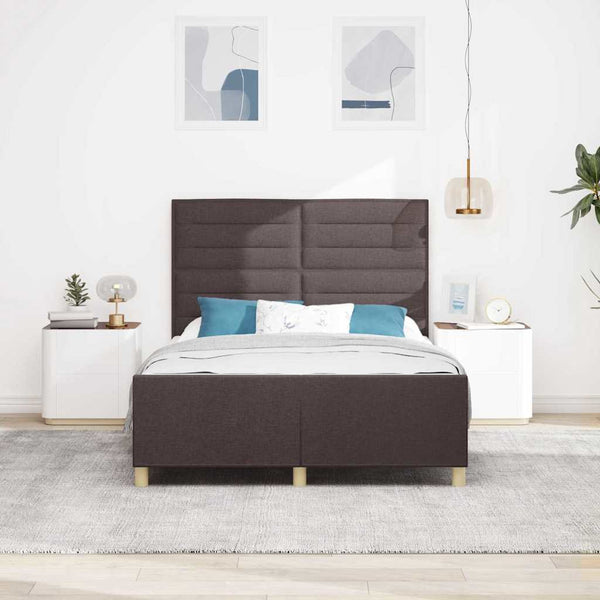 vidaXL Cadre de lit avec tête de lit Marron foncé 140 x 200 cm Tissu