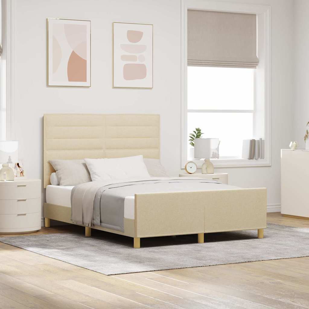 Bettgestell Creme 140x200 cm mit Kopfteil