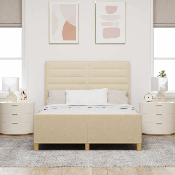 Bettgestell Creme 140x200 cm mit Kopfteil