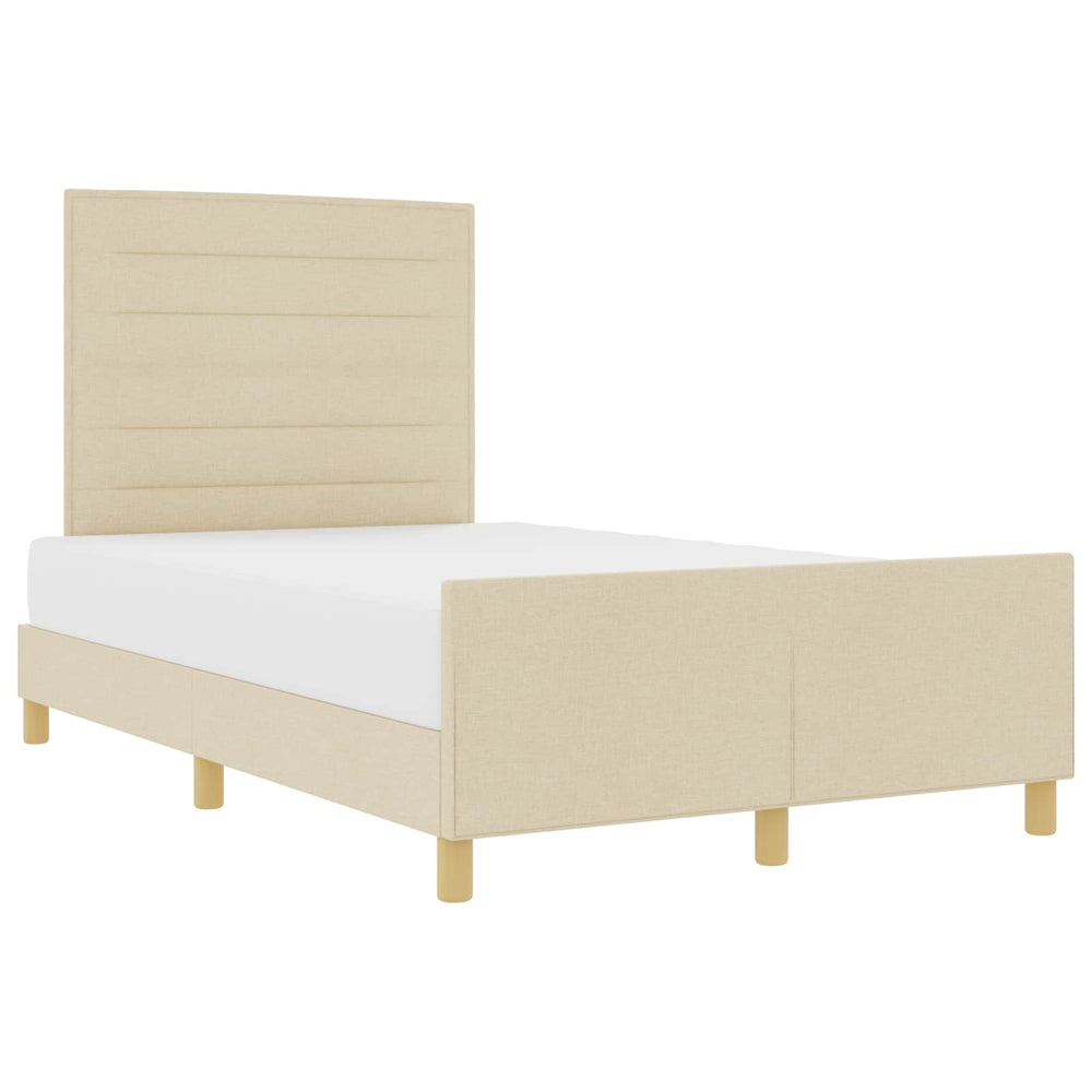 vidaXL Bed Frame with Headboard Cream 140 x 200 cm Fabric