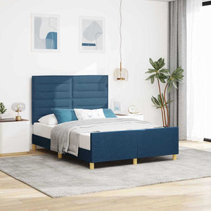 vidaXL Cadre de lit avec tête de lit bleu 140 x 200 cm Tissu