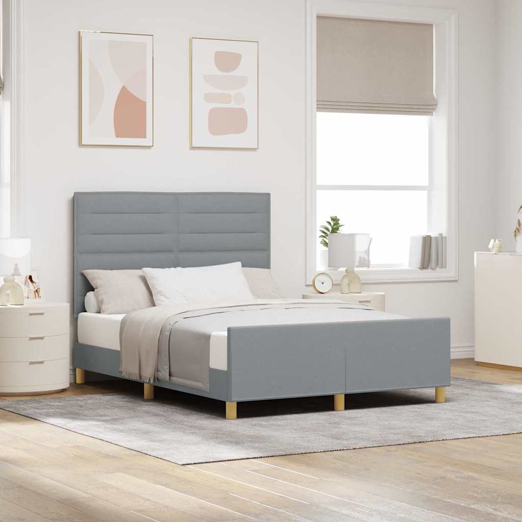 vidaXL Cadre de lit avec tête de lit Gris clair 160 x 200 cm Tissu
