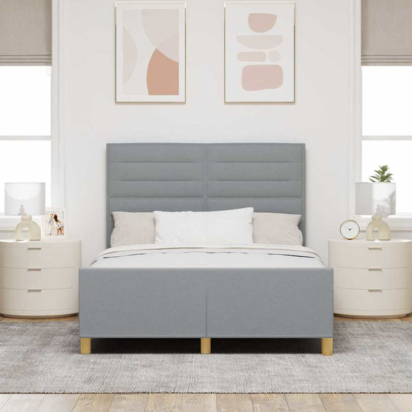 vidaXL Cadre de lit avec tête de lit Gris clair 160 x 200 cm Tissu