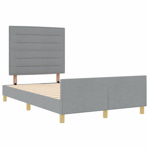 vidaXL Cadre de lit avec tête de lit Gris clair 160 x 200 cm Tissu