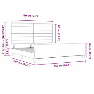 vidaXL Cadre de lit avec tête de lit Gris clair 160 x 200 cm Tissu