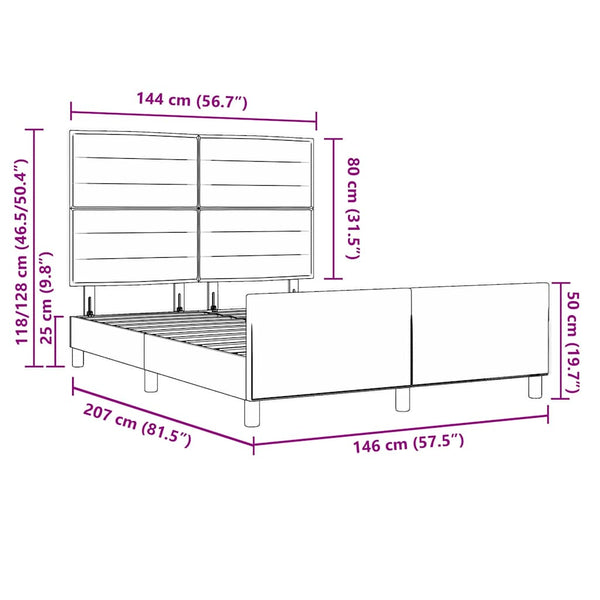 vidaXL Cadre de lit avec tête de lit Noir 160 x 200 cm Tissu