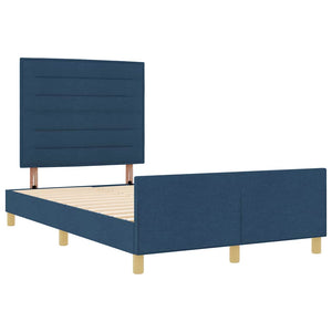 Blaues Stoff-Bettgestell mit Kopfteil 160x200 cm