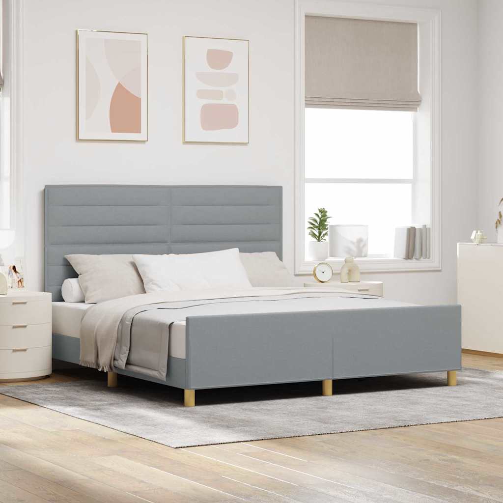 vidaXL Cadre de lit avec tête de lit Gris clair 180 x 200 cm Tissu