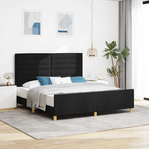 vidaXL Cadre de lit avec tête de lit Noir 180 x 200 cm Tissu