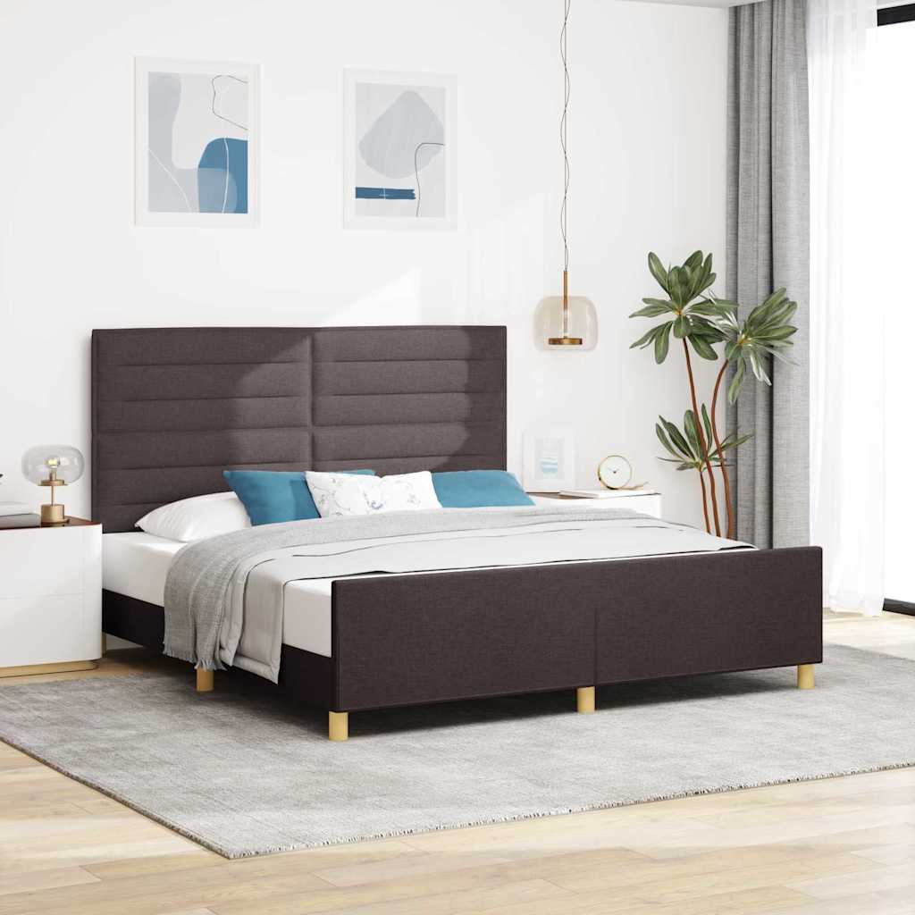 Dunkelbraunes Stoff-Bettgestell 180x200 cm