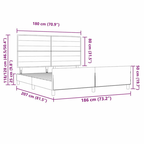 Dunkelbraunes Stoff-Bettgestell 180x200 cm