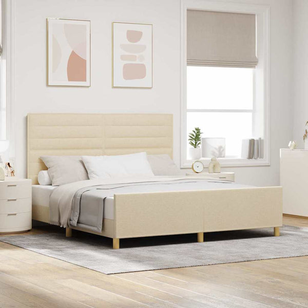 vidaXL Cadre de lit avec tête de lit Crème 180 x 200 cm Tissu