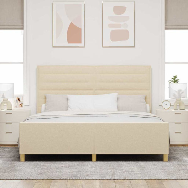 vidaXL Cadre de lit avec tête de lit Crème 180 x 200 cm Tissu
