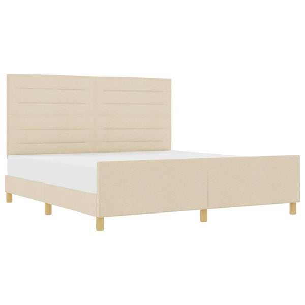 vidaXL Cadre de lit avec tête de lit Crème 180 x 200 cm Tissu