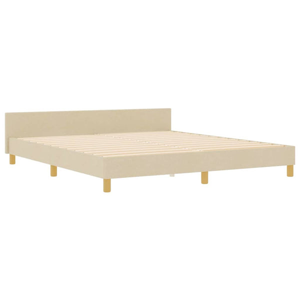 vidaXL Cadre de lit avec tête de lit Crème 180 x 200 cm Tissu