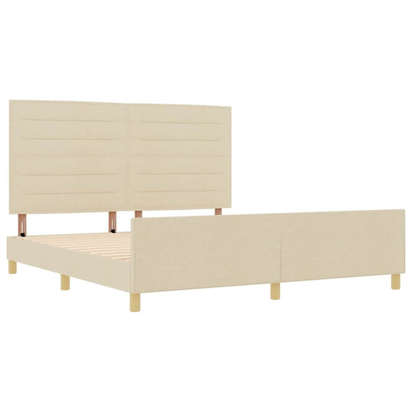 vidaXL Cadre de lit avec tête de lit Crème 180 x 200 cm Tissu
