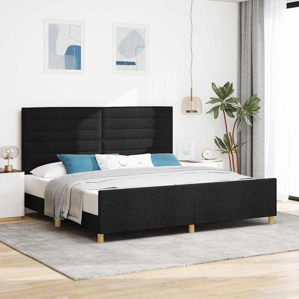 Bettgestell Schwarz 200x200 cm mit Stoff-Kopfteil